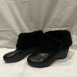 Dansko Black Ankle Boots with Faux Fur